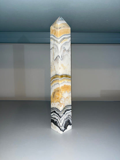 16 inch Huge Banded Yellow Calcite Tower