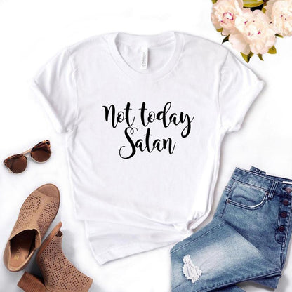 Not Today Satan Print Women Tshirts Cotton Casual Funny t Shirt For Lady  Yong Girl Top Tee Hipster 6 Color