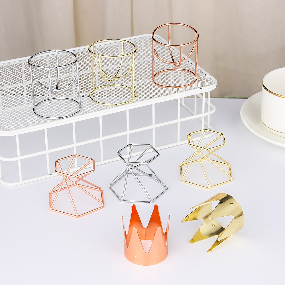 Metal Crystal Ball Base Hexagon/Crown/Egg Shape Sphere Stone Support Display Stand Figurine Holder Home Decor Desktop Ornaments