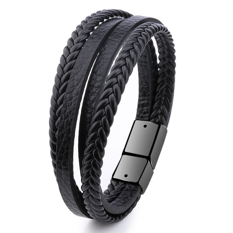 ZOSHI Trendy Genuine Leather Bracelets Mens Multilayer Braided Rope Bracelets Male Female Bracelets Retro Jewelry