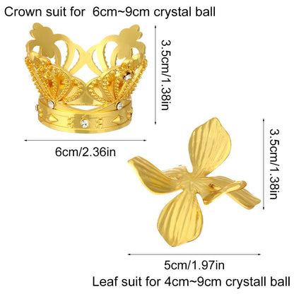 Metal Handicraft Base Crown Leaf Flower Crystal Ball Holder Sphere Stone Support Display Stand Home Decor Photography Props Gift