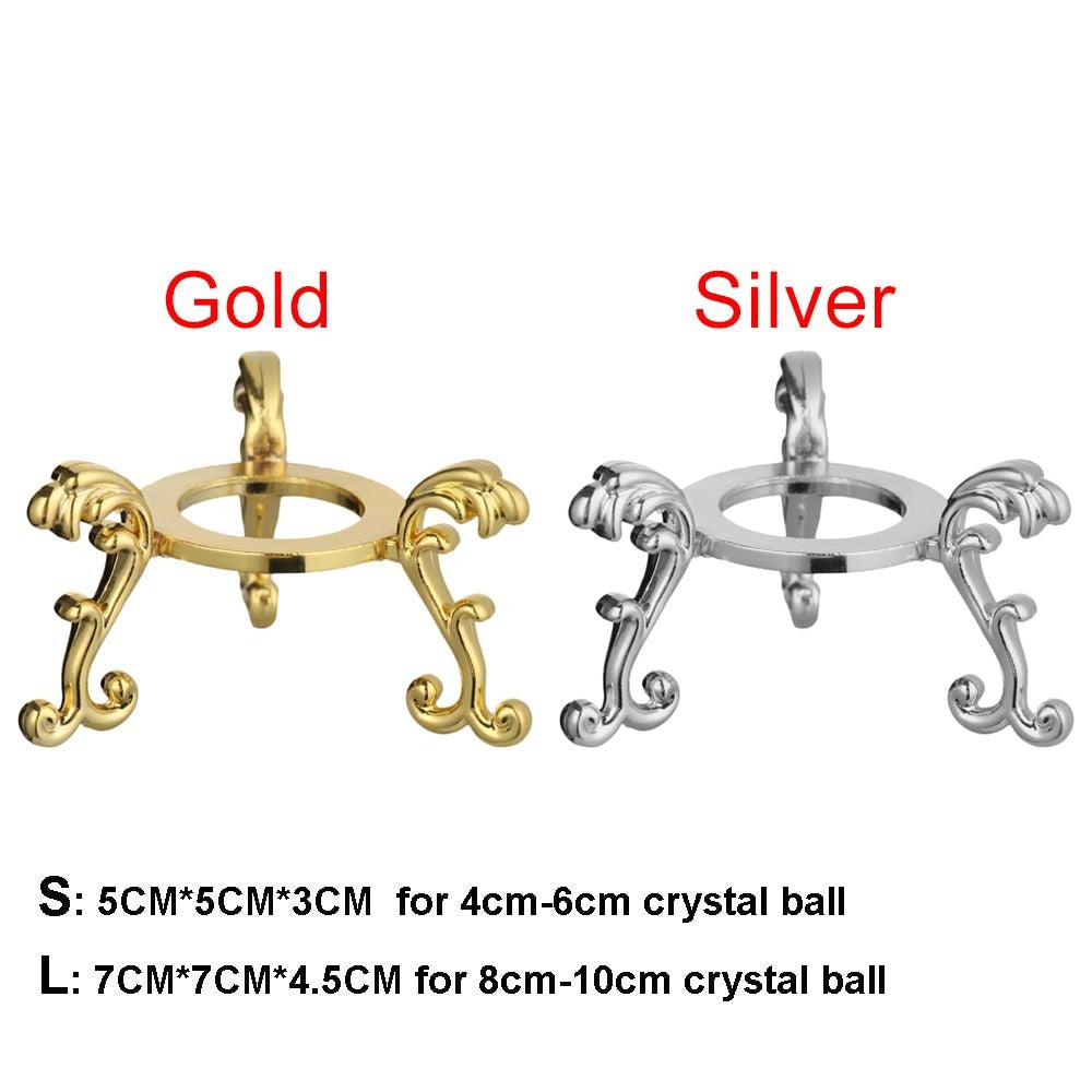 Metal Crystal Ball Base Hexagon/Crown/Egg Shape Sphere Stone Support Display Stand Figurine Holder Home Decor Desktop Ornaments