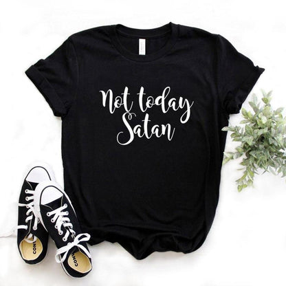 Not Today Satan Print Women Tshirts Cotton Casual Funny t Shirt For Lady  Yong Girl Top Tee Hipster 6 Color