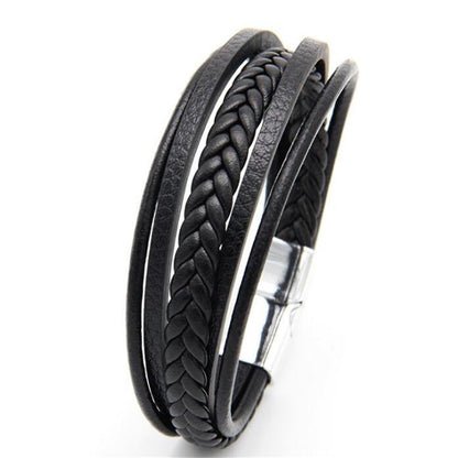 ZOSHI Trendy Genuine Leather Bracelets Mens Multilayer Braided Rope Bracelets Male Female Bracelets Retro Jewelry