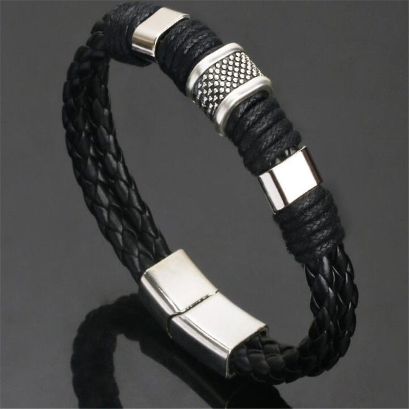 ZOSHI Trendy Genuine Leather Bracelets Mens Multilayer Braided Rope Bracelets Male Female Bracelets Retro Jewelry