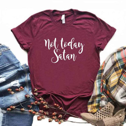 Not Today Satan Print Women Tshirts Cotton Casual Funny t Shirt For Lady  Yong Girl Top Tee Hipster 6 Color