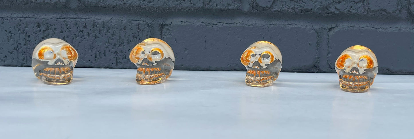 Orange Sea Glass Skulls