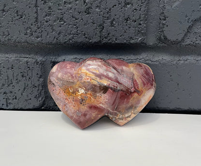 Mookaite/ Polychrome Jasper Double Heart Carvings