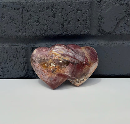 Mookaite/ Polychrome Jasper Double Heart Carvings