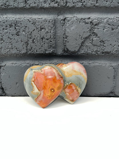 Mookaite/ Polychrome Jasper Double Heart Carvings