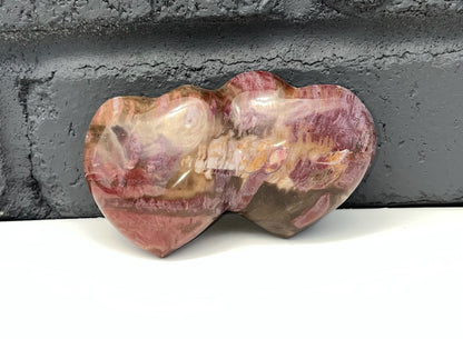 Mookaite/ Polychrome Jasper Double Heart Carvings