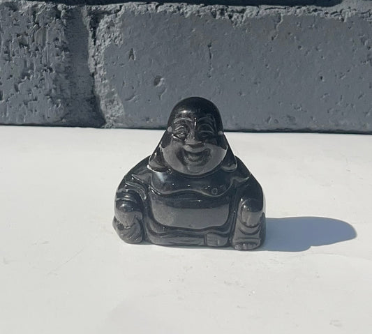 Silver Obsidian Buddha Carvings