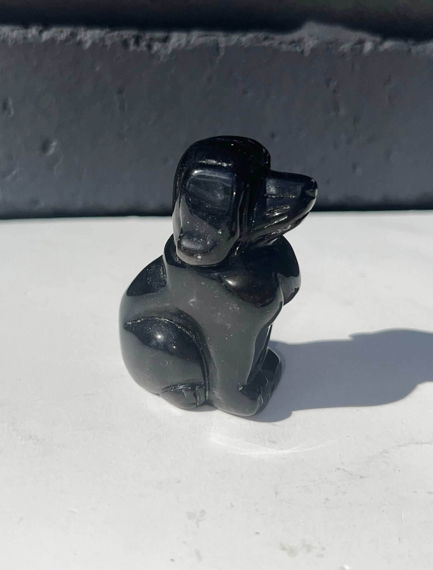 Silver Obsidian Dog Carvings