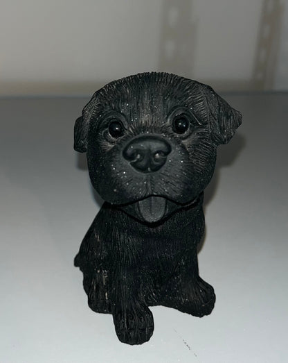 Black Obsidian Dog Carvings, Real Crystal