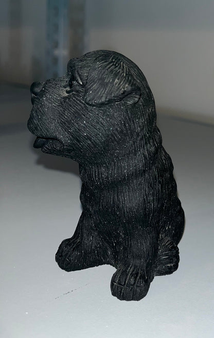 Black Obsidian Dog Carvings, Real Crystal