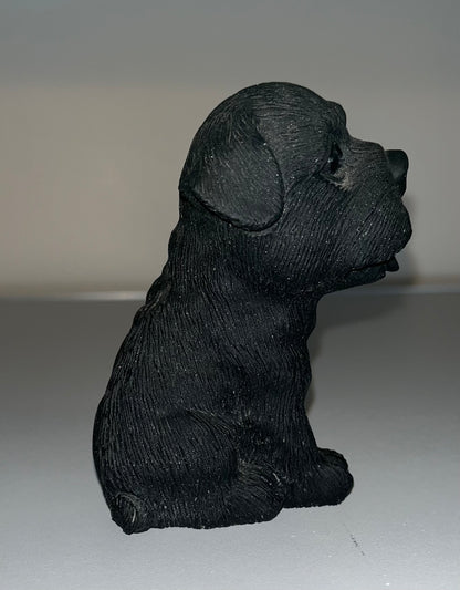 Black Obsidian Dog Carvings, Real Crystal