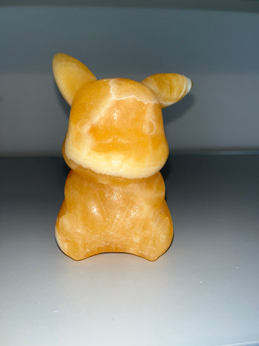 Yellow Calcite Pikachu Carving