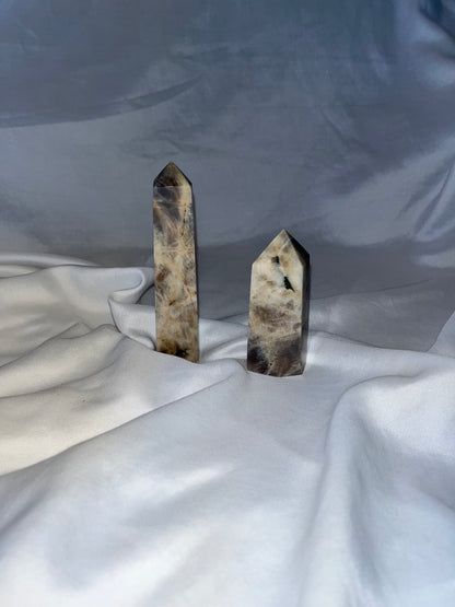 Black Moonstone Real Crystal Towers