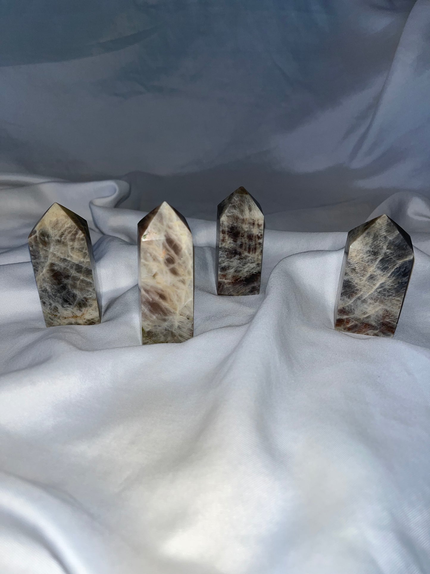 Black Moonstone Real Crystal Towers