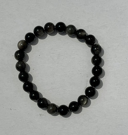 Silver Obsidian Crystal Bracelet, 8mm