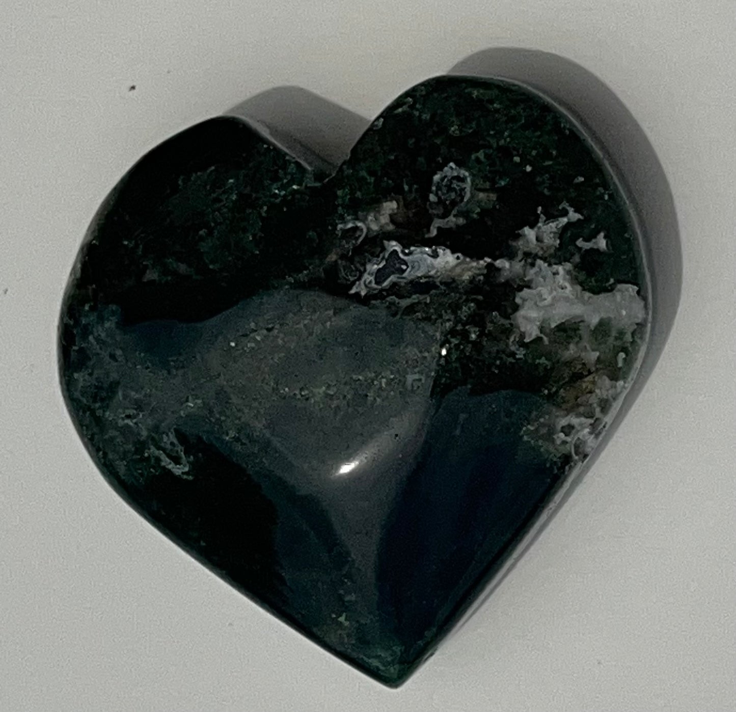 Moss Agate Heart Carving, 1.7 inch