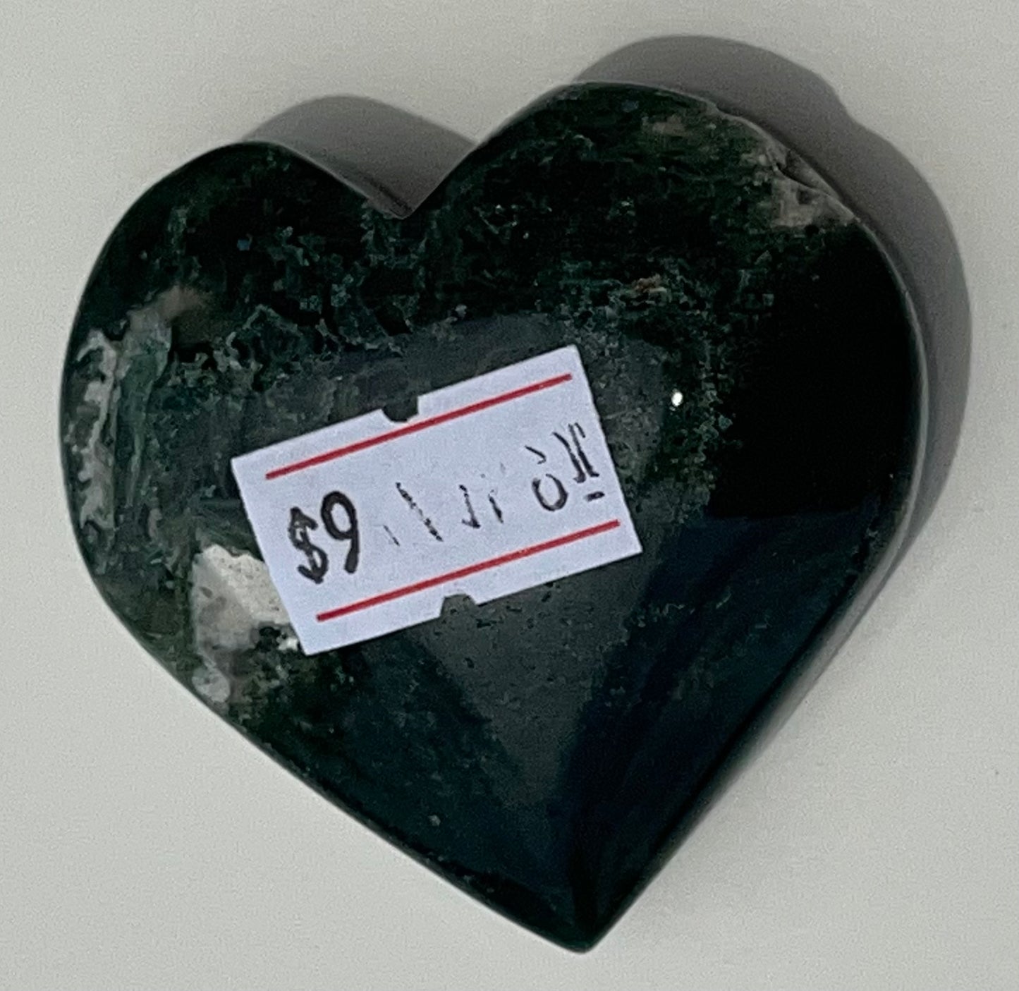 Moss Agate Heart Carving, 1.7 inch