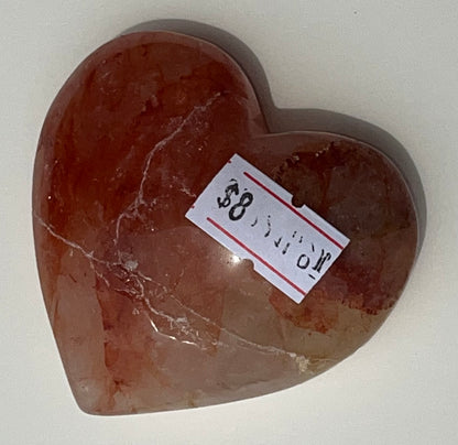 Fire Quartz Heart Carving, 2 inch