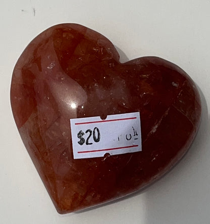 Fire Quartz Heart Carving, 2 inch