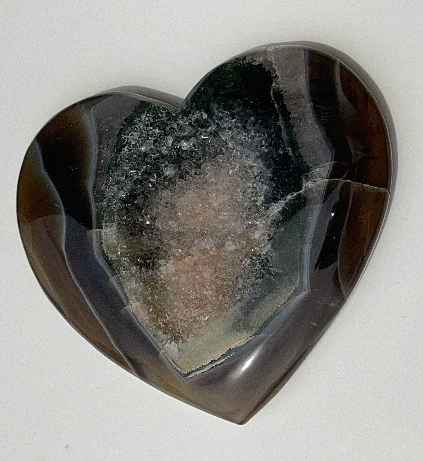 Druzy Agate Heart Carving