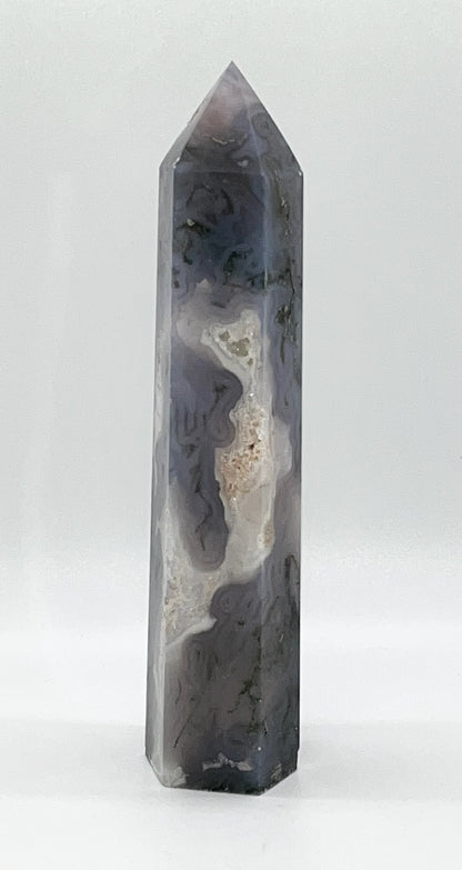 Blue Moss Agate Real Crystal Towers