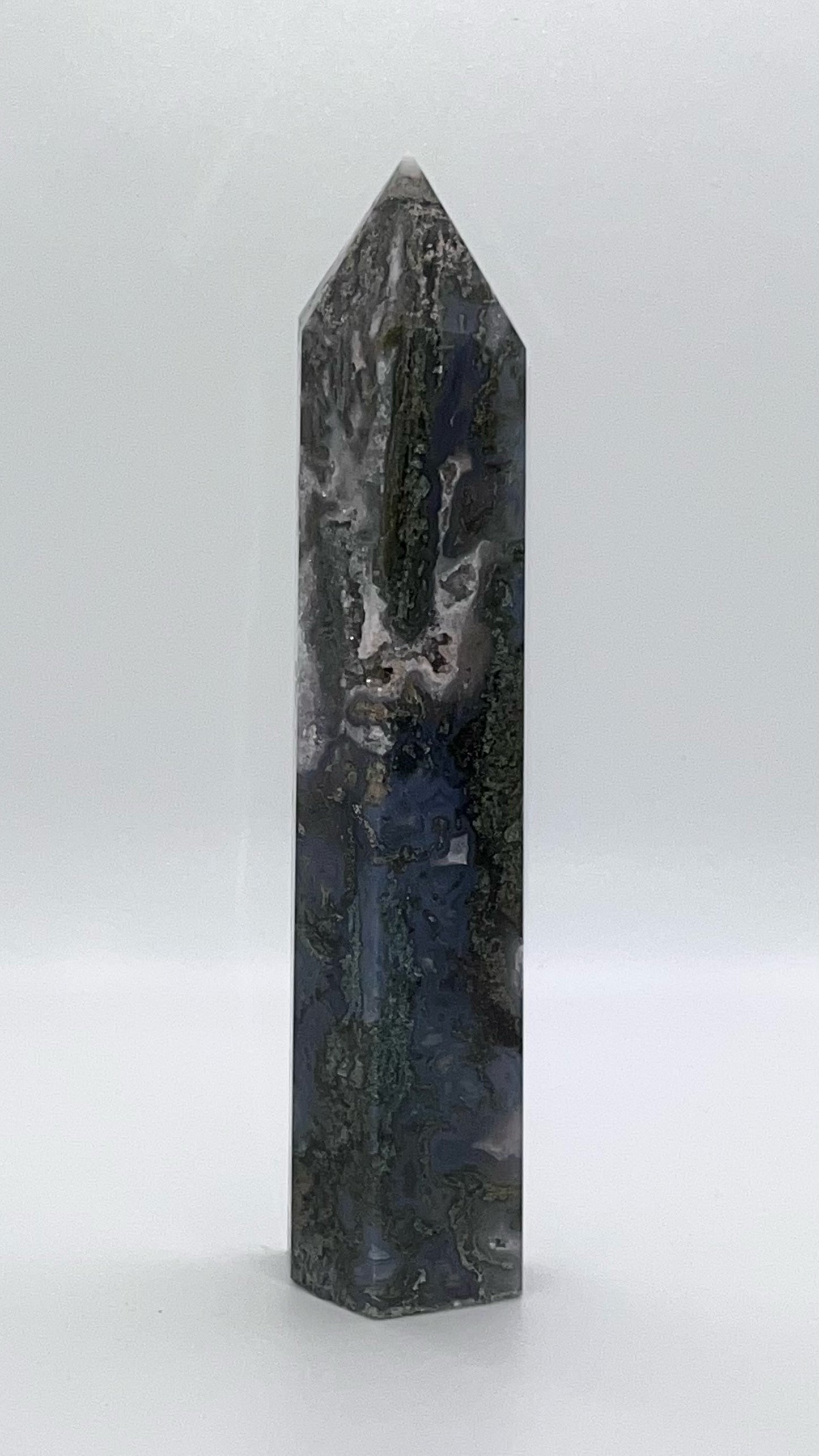 Blue Moss Agate Real Crystal Towers