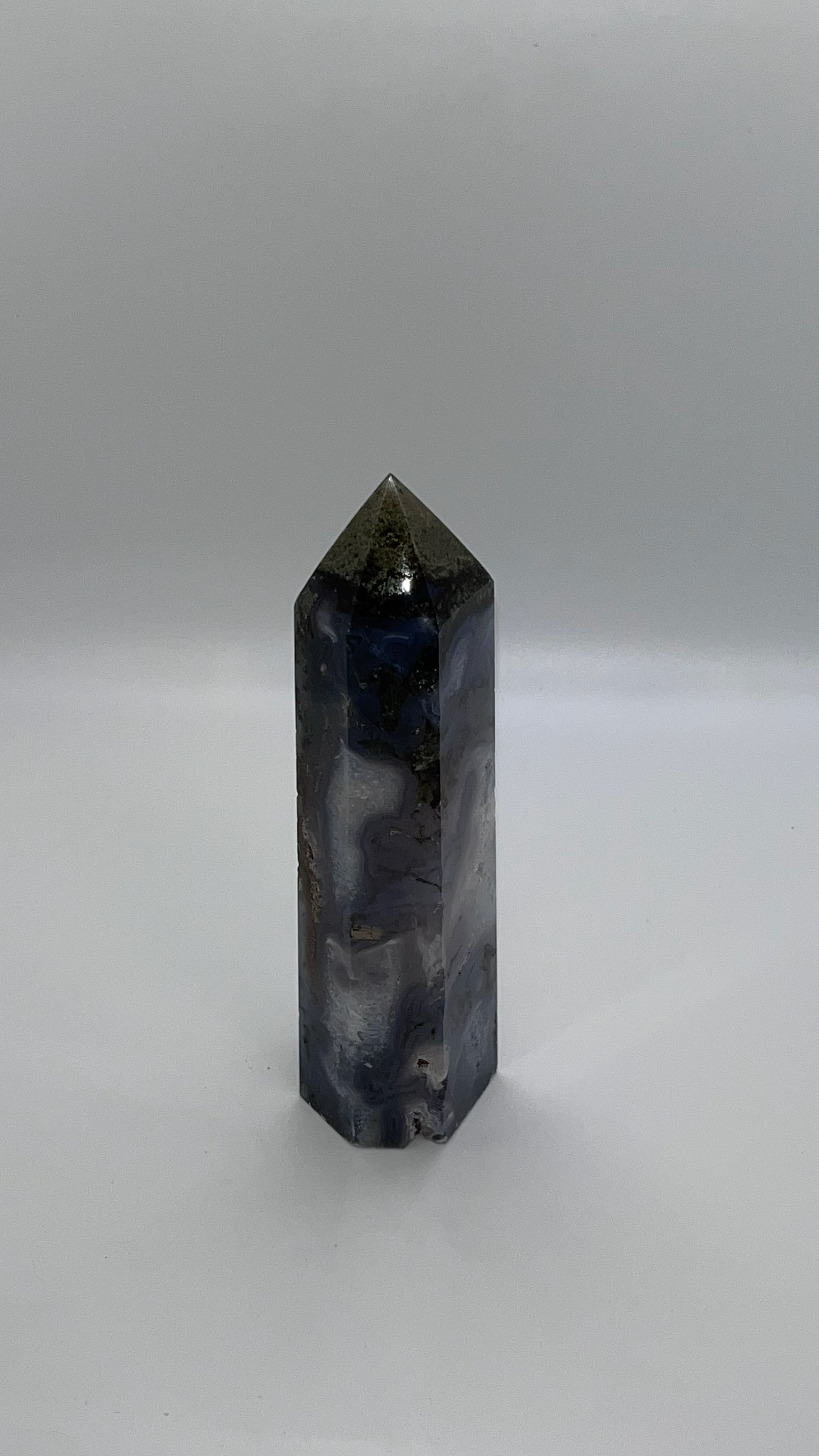 Blue Moss Agate Real Crystal Towers