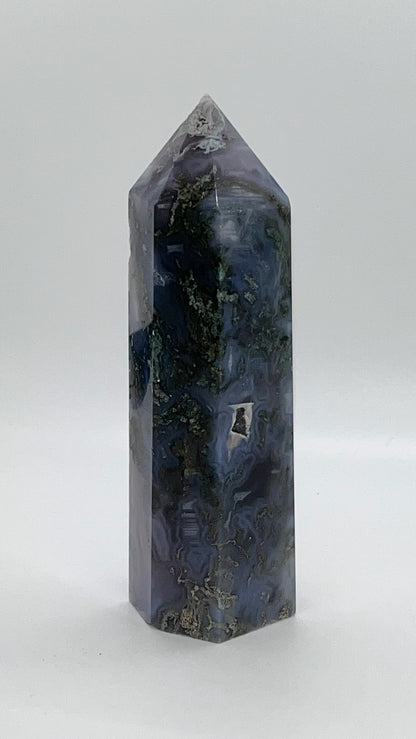 Blue Moss Agate Real Crystal Towers