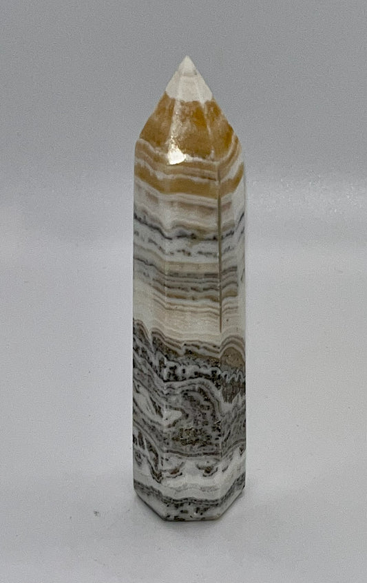 Banded Yellow Calcite Towers, Real Crystal