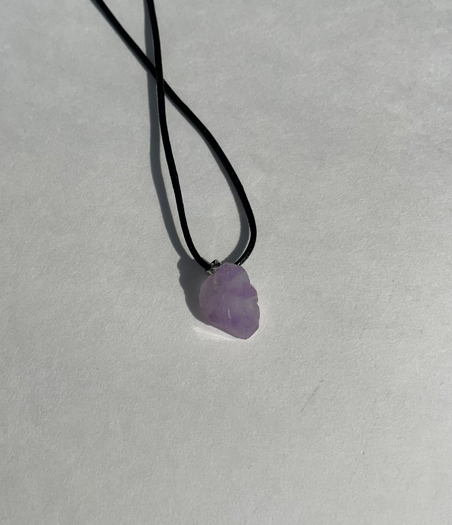 Raw Amethyst Pendant Necklace, Hand Made