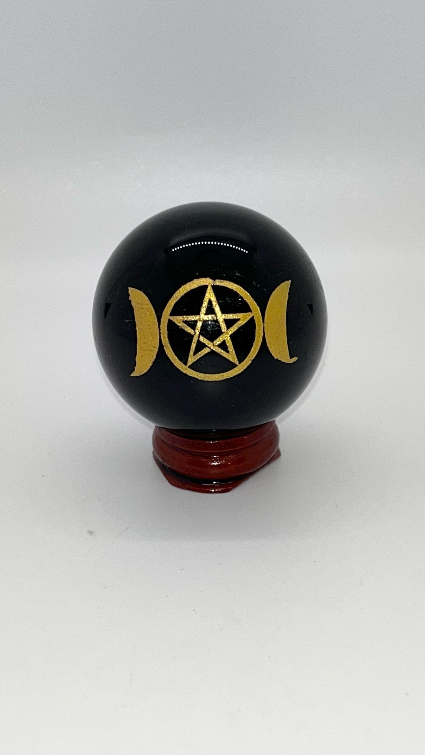 Black Obsidian Sphere with Designs