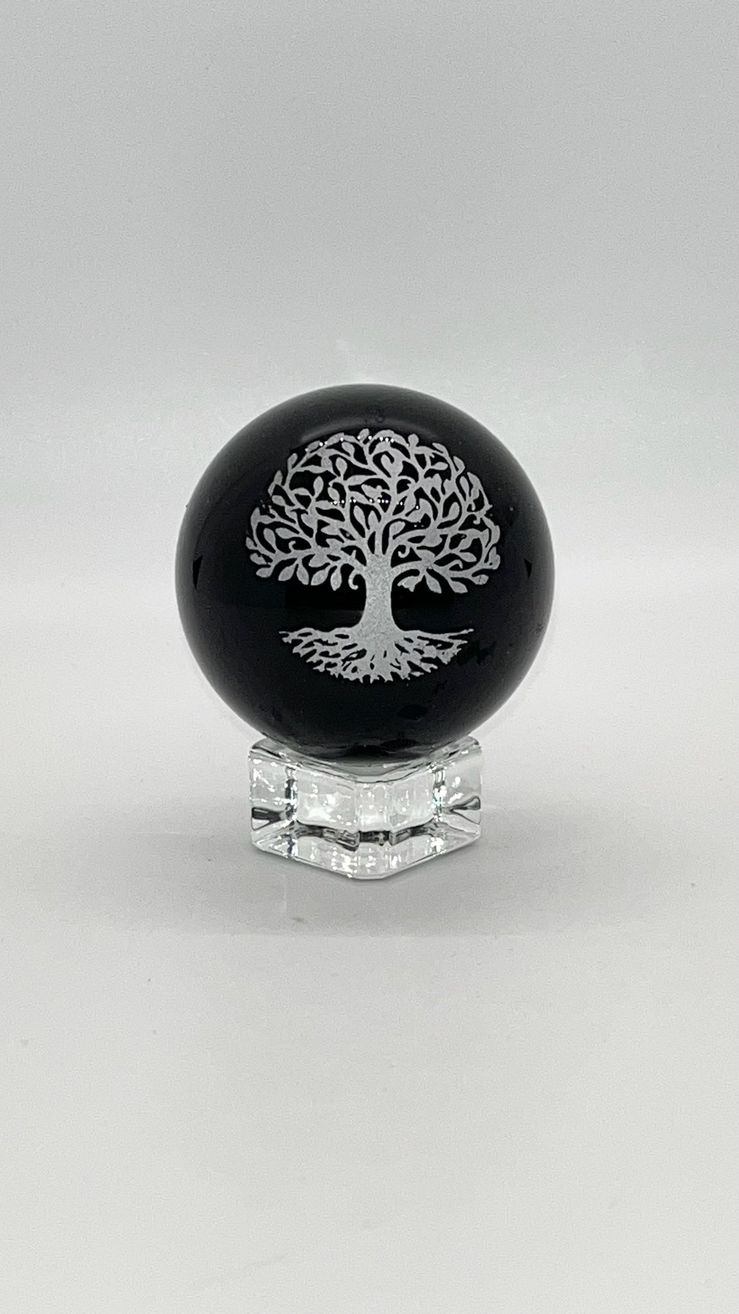 Black Obsidian Sphere with Designs