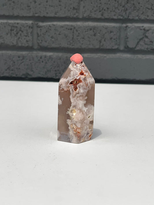 Flower Agate Tower 3.5 inch