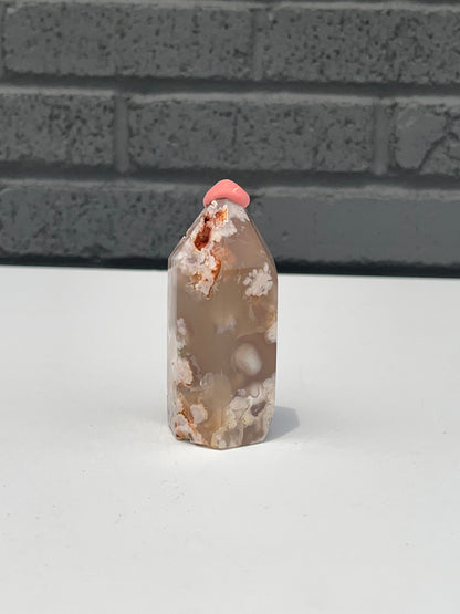 Flower Agate Tower 3.5 inch