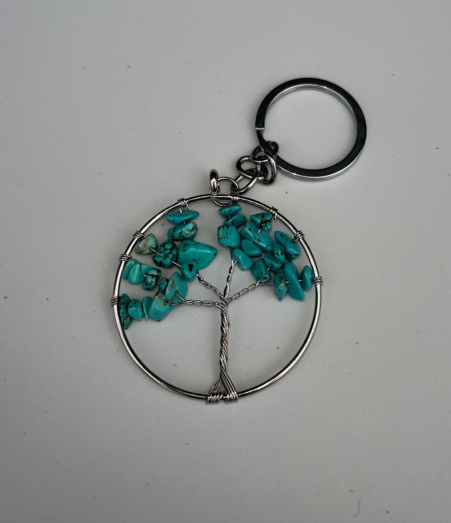 Blue Howlite Tree of Life Keychain