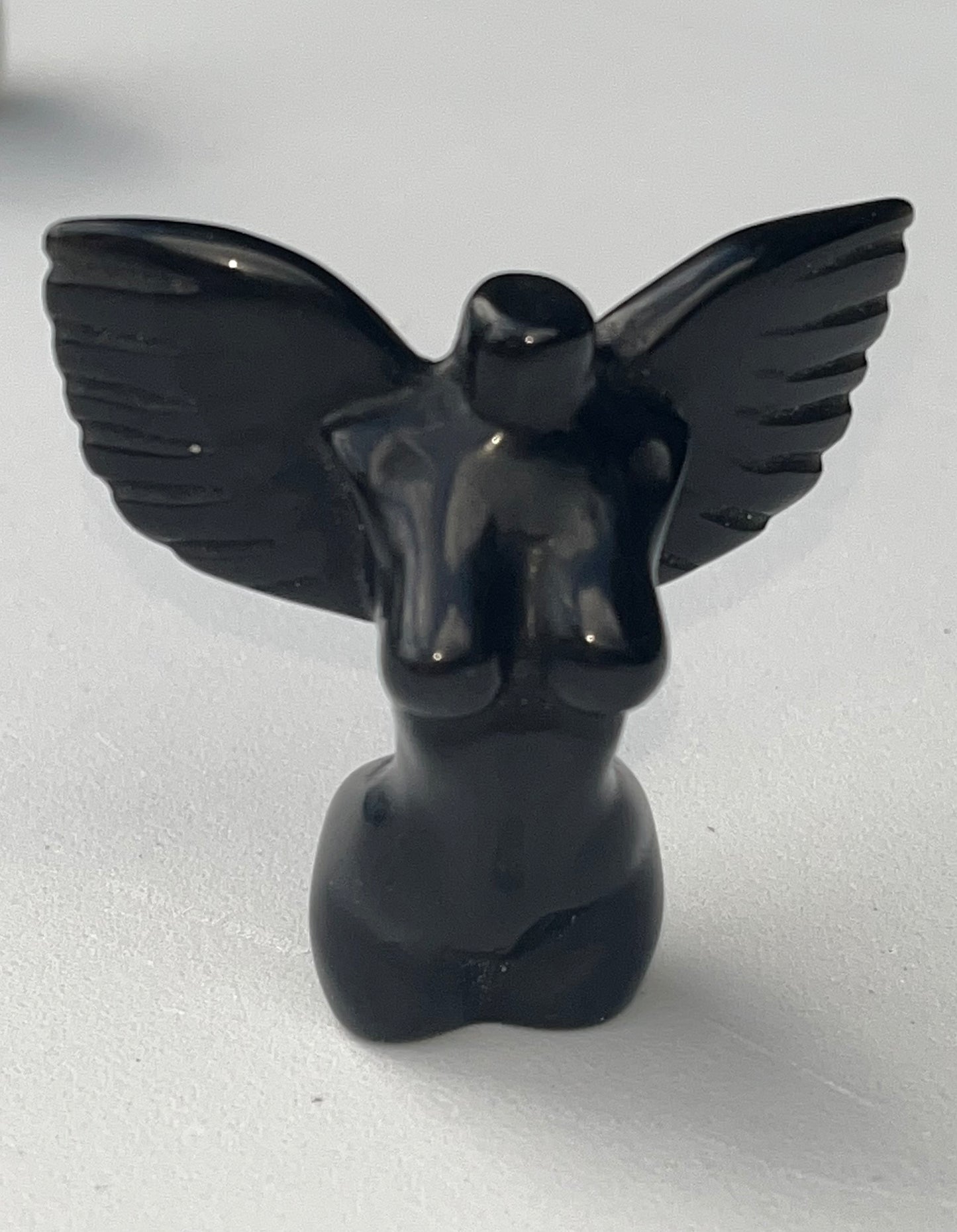 Black Obsidian Winged Goddess Body, Natural