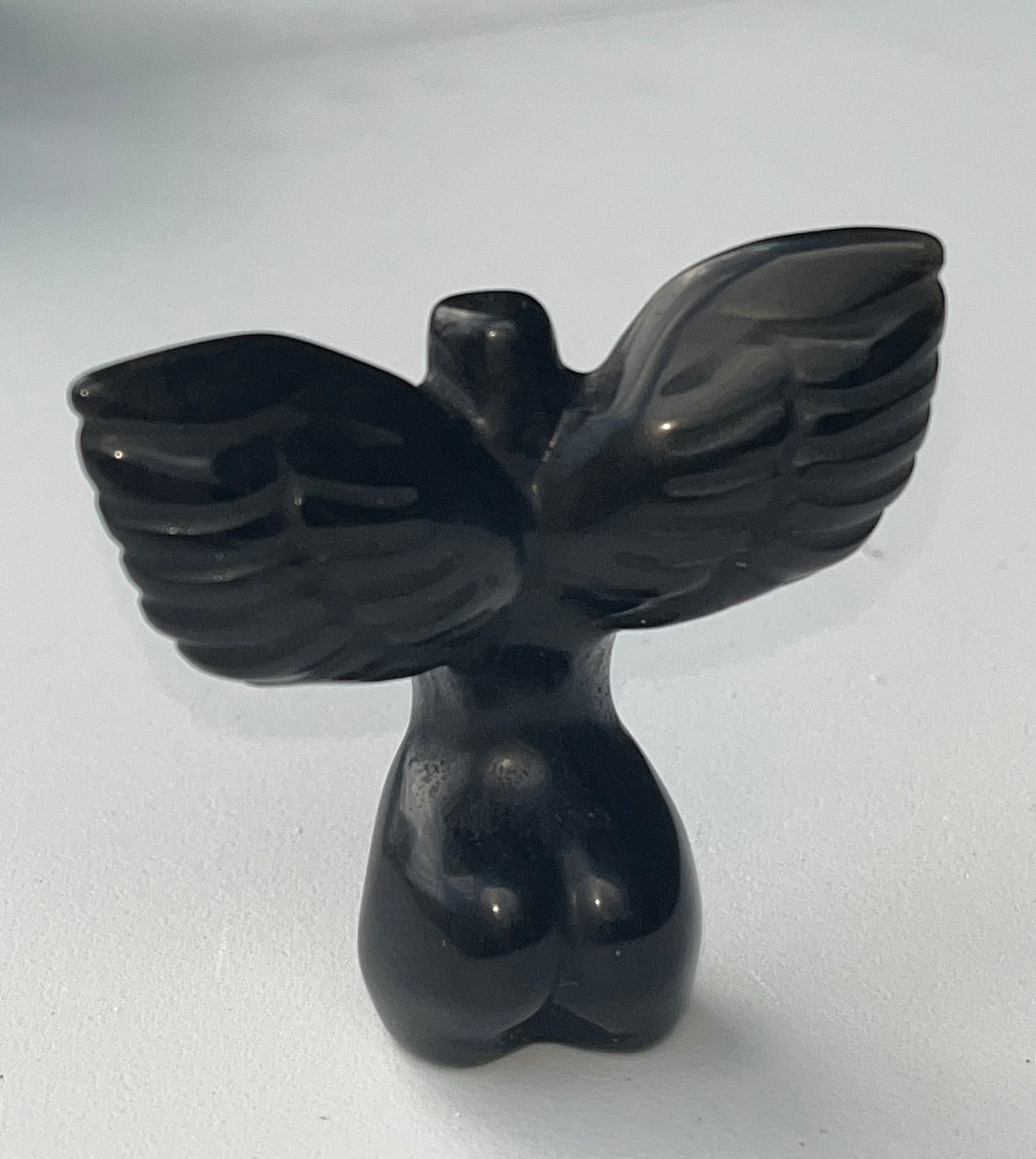 Black Obsidian Winged Goddess Body, Natural