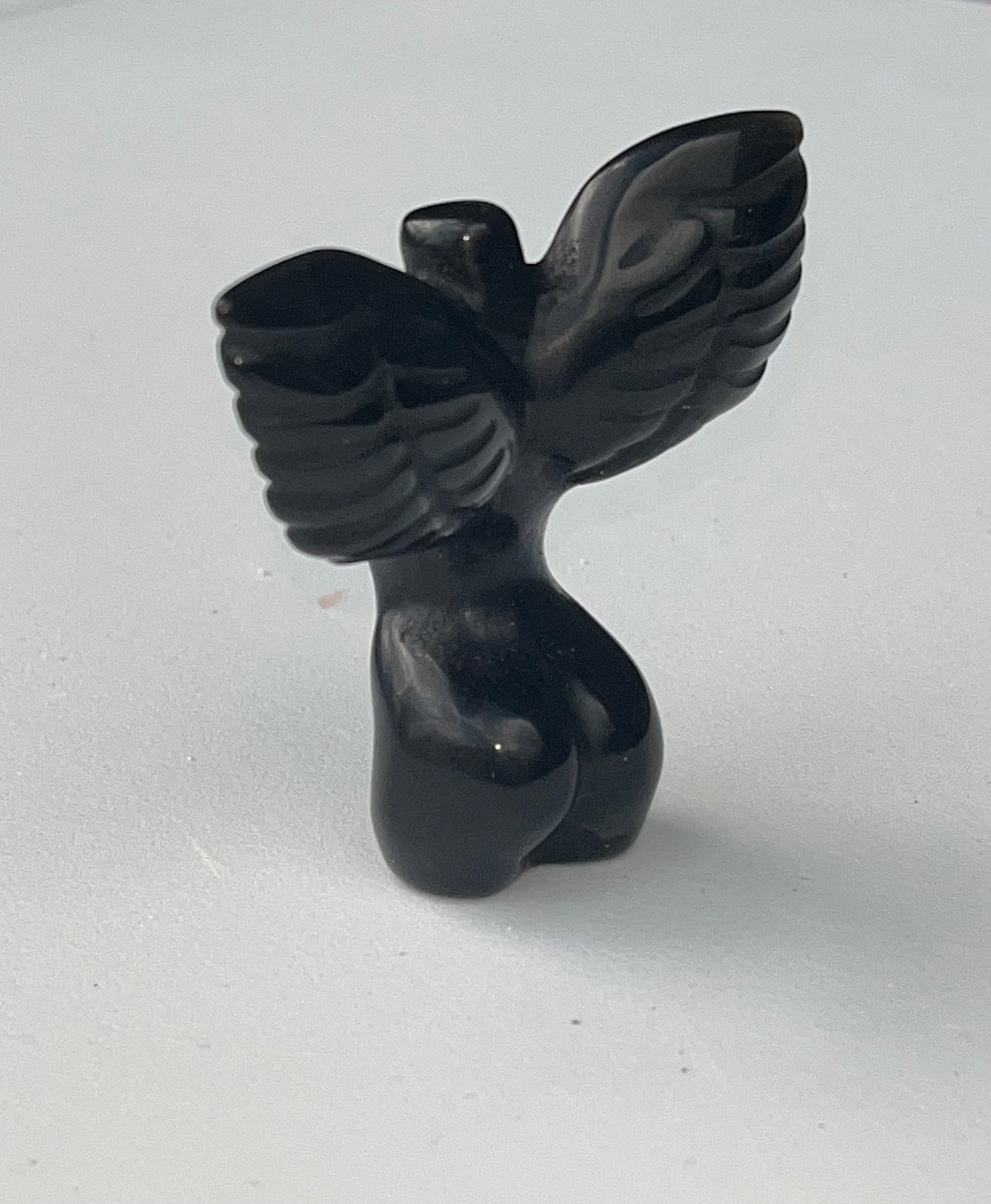 Black Obsidian Winged Goddess Body, Natural