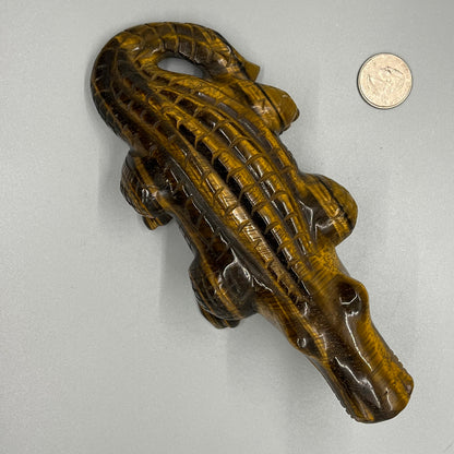 Tiger's Eye Crystal Alligator Carving