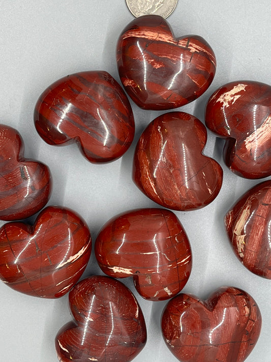 Red Jasper Heart Carving (high quality), 1.5 inch