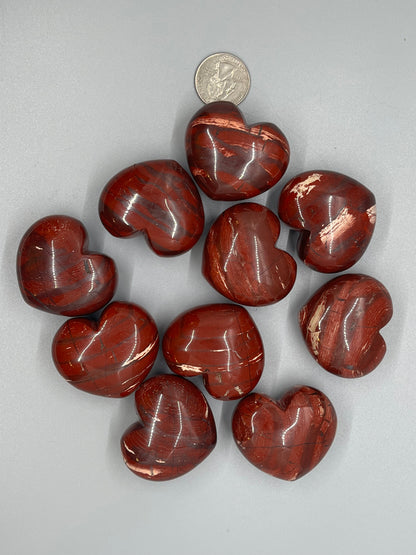 Red Jasper Heart Carving (high quality), 1.5 inch