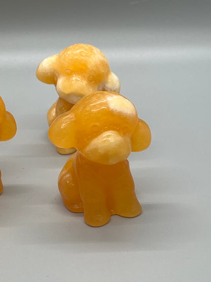 Orange Calcite Dog Carving