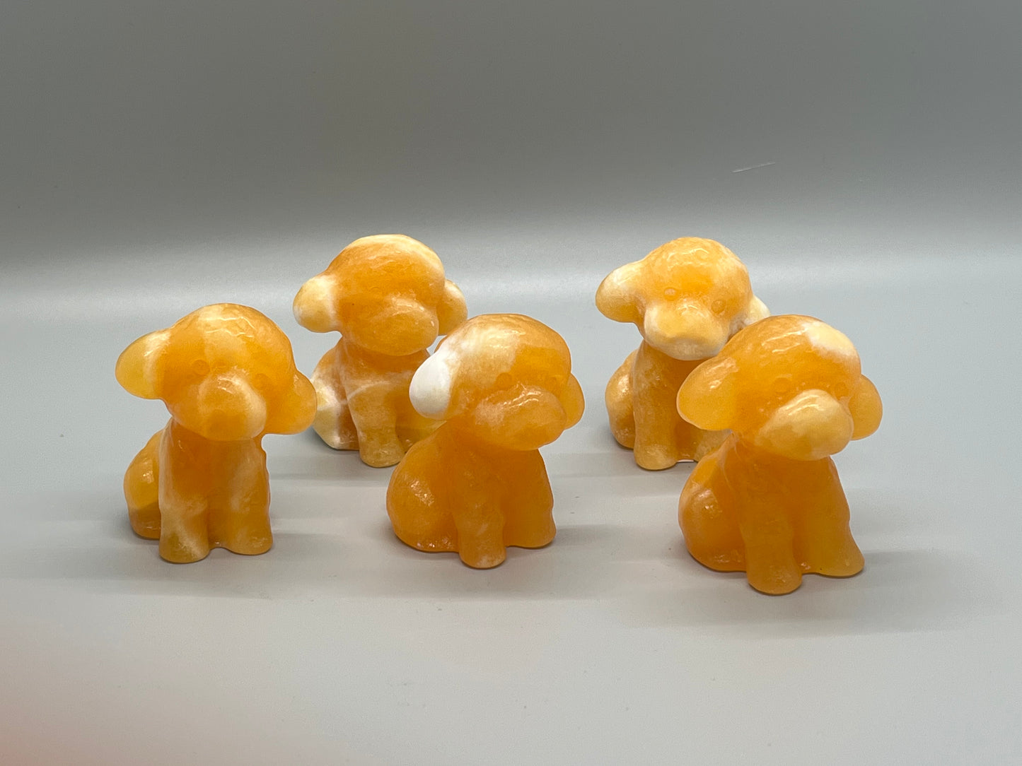 Orange Calcite Dog Carving