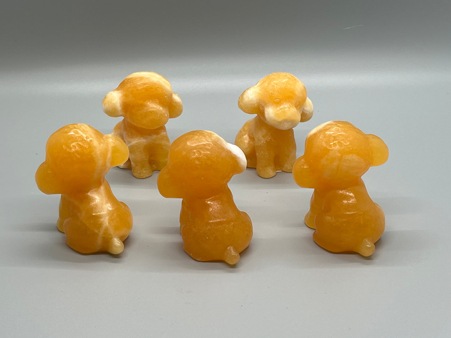 Orange Calcite Dog Carving