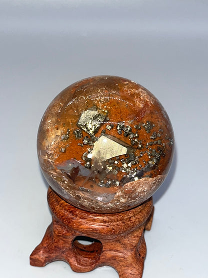 Pyrite in Quartz Spheres